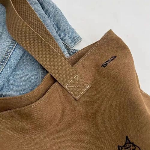 Cute Cat Print Canvas Tote Bag – Casual Everyday Shoulder Bag